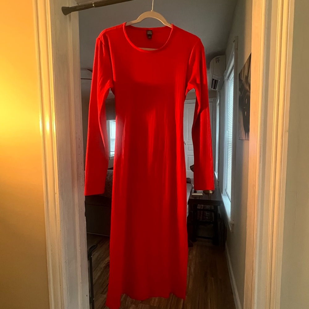 Wild Fable Vibrant Red Long Sleeve Dress